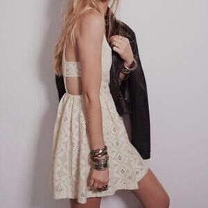 NWT Free People Sweet Jane Lace Cut Out Dress Geo Boho Mini Size 0